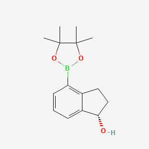 molecular formula C15H21BO3 B2844974 (S)-4-(4,4,5,5-Tetramethyl-1,3,2-dioxaborolan-2-yl)-2,3-dihydro-1H-inden-1-ol CAS No. 2077991-52-5
