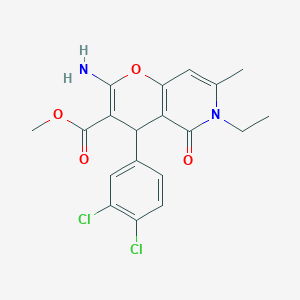 molecular formula C19H18Cl2N2O4 B2844987 methyl 2-amino-4-(3,4-dichlorophenyl)-6-ethyl-7-methyl-5-oxo-4H,5H,6H-pyrano[3,2-c]pyridine-3-carboxylate CAS No. 825661-97-0