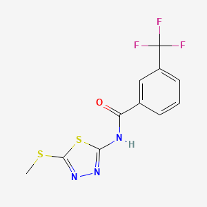 molecular formula C11H8F3N3OS2 B2844992 N-(5-(methylthio)-1,3,4-thiadiazol-2-yl)-3-(trifluoromethyl)benzamide CAS No. 393567-46-9