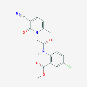 molecular formula C18H16ClN3O4 B2844999 methyl 5-chloro-2-{[(3-cyano-4,6-dimethyl-2-oxopyridin-1(2H)-yl)acetyl]amino}benzoate CAS No. 931359-14-7