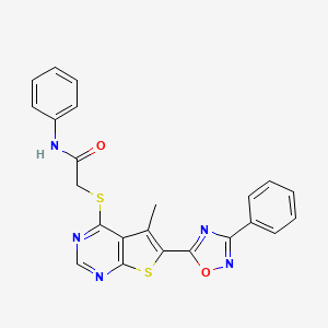 2-{[5-methyl-6-(3-phenyl-1,2,4-oxadiazol-5-yl)thieno[2,3-d]pyrimidin-4-yl]sulfanyl}-N-phenylacetamide