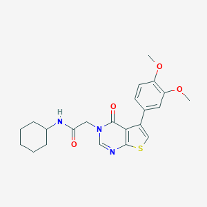 molecular formula C22H25N3O4S B284502 N-cyclohexyl-2-(5-(3,4-dimethoxyphenyl)-4-oxothieno[2,3-d]pyrimidin-3(4H)-yl)acetamide 