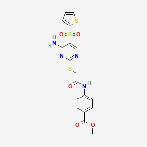 B2845021 Methyl 4-[({[4-amino-5-(2-thienylsulfonyl)pyrimidin-2-yl]thio}acetyl)amino]benzoate CAS No. 1242994-50-8