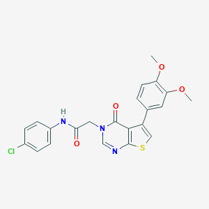 molecular formula C22H18ClN3O4S B284503 N-(4-chlorophenyl)-2-(5-(3,4-dimethoxyphenyl)-4-oxothieno[2,3-d]pyrimidin-3(4H)-yl)acetamide 
