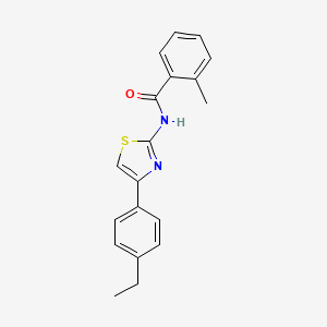 molecular formula C19H18N2OS B2845032 N-[4-(4-ethylphenyl)-1,3-thiazol-2-yl]-2-methylbenzamide CAS No. 324758-47-6