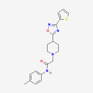 molecular formula C20H22N4O2S B2845047 N-(4-methylphenyl)-2-{4-[3-(thiophen-2-yl)-1,2,4-oxadiazol-5-yl]piperidin-1-yl}acetamide CAS No. 1251544-12-3
