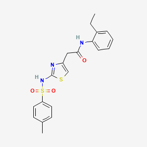 molecular formula C20H21N3O3S2 B2845059 N-(2-ethylphenyl)-2-[2-(4-methylbenzenesulfonamido)-1,3-thiazol-4-yl]acetamide CAS No. 922047-37-8