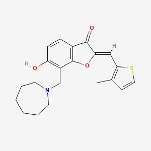molecular formula C21H23NO3S B2845063 (Z)-7-(azepan-1-ylmethyl)-6-hydroxy-2-((3-methylthiophen-2-yl)methylene)benzofuran-3(2H)-one CAS No. 929456-71-3