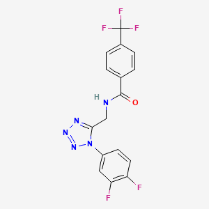 molecular formula C16H10F5N5O B2845065 N-((1-(3,4-difluorophenyl)-1H-tetrazol-5-yl)methyl)-4-(trifluoromethyl)benzamide CAS No. 941874-87-9