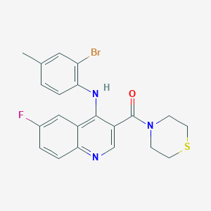 molecular formula C21H19BrFN3OS B2845076 N-(2-BROMO-4-METHYLPHENYL)-6-FLUORO-3-(THIOMORPHOLINE-4-CARBONYL)QUINOLIN-4-AMINE CAS No. 1359315-65-3