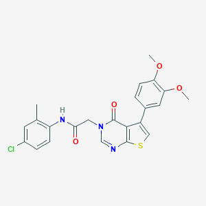 molecular formula C23H20ClN3O4S B284508 N-(4-chloro-2-methylphenyl)-2-(5-(3,4-dimethoxyphenyl)-4-oxothieno[2,3-d]pyrimidin-3(4H)-yl)acetamide 