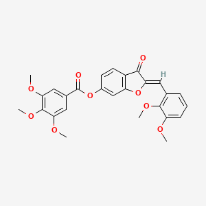 molecular formula C27H24O9 B2845085 (Z)-2-(2,3-dimethoxybenzylidene)-3-oxo-2,3-dihydrobenzofuran-6-yl 3,4,5-trimethoxybenzoate CAS No. 622798-45-2