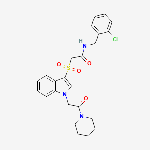 molecular formula C24H26ClN3O4S B2845131 N-(2-chlorobenzyl)-2-((1-(2-oxo-2-(piperidin-1-yl)ethyl)-1H-indol-3-yl)sulfonyl)acetamide CAS No. 878057-72-8