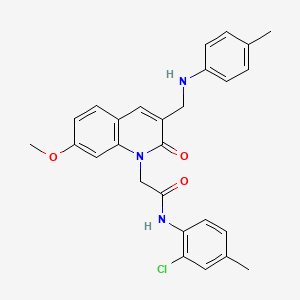 molecular formula C27H26ClN3O3 B2845170 N-(2-chloro-4-methylphenyl)-2-(7-methoxy-3-{[(4-methylphenyl)amino]methyl}-2-oxo-1,2-dihydroquinolin-1-yl)acetamide CAS No. 893787-09-2