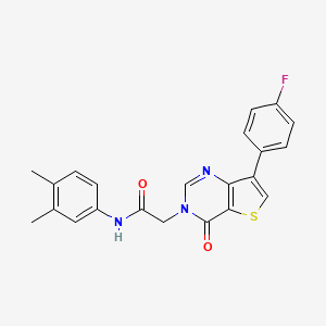 molecular formula C22H18FN3O2S B2845171 N-(3,4-dimethylphenyl)-2-[7-(4-fluorophenyl)-4-oxothieno[3,2-d]pyrimidin-3(4H)-yl]acetamide CAS No. 1206986-64-2