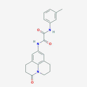 molecular formula C21H21N3O3 B2845187 N1-(3-oxo-1,2,3,5,6,7-hexahydropyrido[3,2,1-ij]quinolin-9-yl)-N2-(m-tolyl)oxalamide CAS No. 898464-44-3