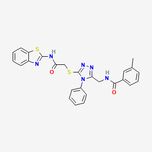 molecular formula C26H22N6O2S2 B2845203 N-((5-((2-(benzo[d]thiazol-2-ylamino)-2-oxoethyl)thio)-4-phenyl-4H-1,2,4-triazol-3-yl)methyl)-3-methylbenzamide CAS No. 391915-66-5