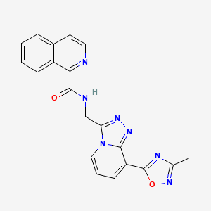 molecular formula C20H15N7O2 B2845224 N-((8-(3-methyl-1,2,4-oxadiazol-5-yl)-[1,2,4]triazolo[4,3-a]pyridin-3-yl)methyl)isoquinoline-1-carboxamide CAS No. 2034458-74-5