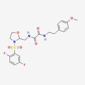molecular formula C21H23F2N3O6S B2845227 N-{[3-(2,5-difluorobenzenesulfonyl)-1,3-oxazolidin-2-yl]methyl}-N'-[2-(4-methoxyphenyl)ethyl]ethanediamide CAS No. 868983-68-0