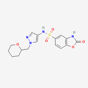 molecular formula C16H18N4O5S B2845239 N-{1-[(oxan-2-yl)methyl]-1H-pyrazol-4-yl}-2-oxo-2,3-dihydro-1,3-benzoxazole-5-sulfonamide CAS No. 2034529-82-1