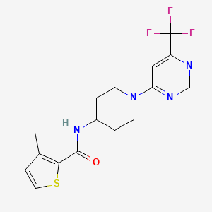 molecular formula C16H17F3N4OS B2845244 3-methyl-N-{1-[6-(trifluoromethyl)pyrimidin-4-yl]piperidin-4-yl}thiophene-2-carboxamide CAS No. 1775545-51-1