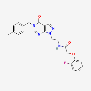 molecular formula C23H22FN5O3 B2845265 2-(2-fluorophenoxy)-N-(2-(5-(4-methylbenzyl)-4-oxo-4,5-dihydro-1H-pyrazolo[3,4-d]pyrimidin-1-yl)ethyl)acetamide CAS No. 921898-43-3