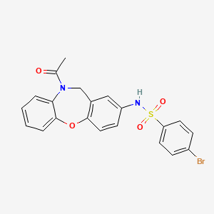 molecular formula C21H17BrN2O4S B2845296 N-(10-acetyl-10,11-dihydrodibenzo[b,f][1,4]oxazepin-2-yl)-4-bromobenzenesulfonamide CAS No. 866157-26-8
