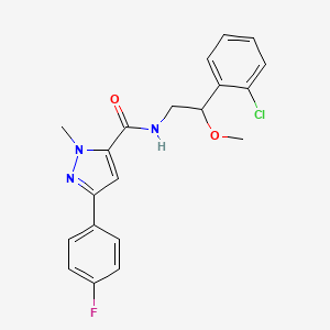 molecular formula C20H19ClFN3O2 B2845318 N-(2-(2-chlorophenyl)-2-methoxyethyl)-3-(4-fluorophenyl)-1-methyl-1H-pyrazole-5-carboxamide CAS No. 1795299-86-3