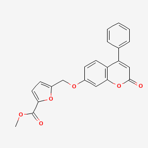 molecular formula C22H16O6 B2845333 Methyl 5-[(2-oxo-4-phenylchromen-7-yl)oxymethyl]furan-2-carboxylate CAS No. 374705-99-4