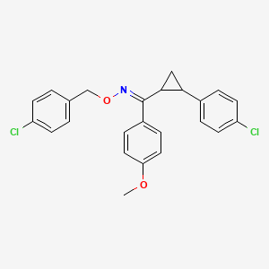 molecular formula C24H21Cl2NO2 B2845342 (Z)-{[2-(4-chlorophenyl)cyclopropyl](4-methoxyphenyl)methylidene}[(4-chlorophenyl)methoxy]amine CAS No. 338962-91-7
