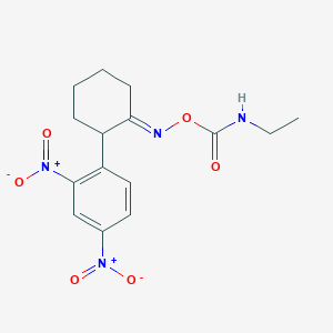 molecular formula C15H18N4O6 B2845352 N-[2-(2,4-dinitrophenyl)cyclohexyliden]-N-{[(ethylamino)carbonyl]oxy}amine CAS No. 478046-48-9