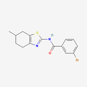 molecular formula C15H15BrN2OS B2845374 3-bromo-N-(6-methyl-4,5,6,7-tetrahydro-1,3-benzothiazol-2-yl)benzamide CAS No. 313241-82-6