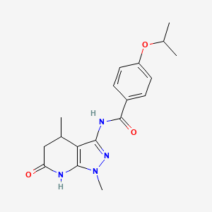 molecular formula C18H22N4O3 B2845383 N-(1,4-dimethyl-6-oxo-4,5,6,7-tetrahydro-1H-pyrazolo[3,4-b]pyridin-3-yl)-4-isopropoxybenzamide CAS No. 1172441-39-2