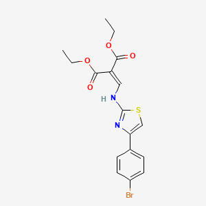 molecular formula C17H17BrN2O4S B2845393 Diethyl 2-[[[4-(4-bromophenyl)-1,3-thiazol-2-yl]amino]methylidene]propanedioate CAS No. 1023474-49-8