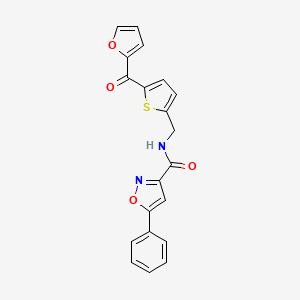 molecular formula C20H14N2O4S B2845440 N-((5-(furan-2-carbonyl)thiophen-2-yl)methyl)-5-phenylisoxazole-3-carboxamide CAS No. 1797069-44-3