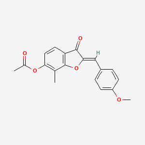 molecular formula C19H16O5 B2845453 (Z)-2-(4-methoxybenzylidene)-7-methyl-3-oxo-2,3-dihydrobenzofuran-6-yl acetate CAS No. 859660-67-6