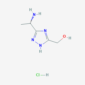 molecular formula C5H11ClN4O B2845472 [3-[(1S)-1-Aminoethyl]-1H-1,2,4-triazol-5-yl]methanol;hydrochloride CAS No. 2580095-92-5