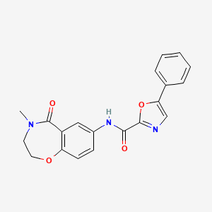 molecular formula C20H17N3O4 B2845499 N-(4-methyl-5-oxo-2,3,4,5-tetrahydro-1,4-benzoxazepin-7-yl)-5-phenyl-1,3-oxazole-2-carboxamide CAS No. 1206994-92-4