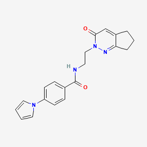 molecular formula C20H20N4O2 B2845511 N-(2-{3-oxo-2H,3H,5H,6H,7H-cyclopenta[c]pyridazin-2-yl}ethyl)-4-(1H-pyrrol-1-yl)benzamide CAS No. 2034363-42-1