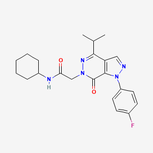 molecular formula C22H26FN5O2 B2845517 N-cyclohexyl-2-[1-(4-fluorophenyl)-7-oxo-4-(propan-2-yl)-1H,6H,7H-pyrazolo[3,4-d]pyridazin-6-yl]acetamide CAS No. 946253-58-3