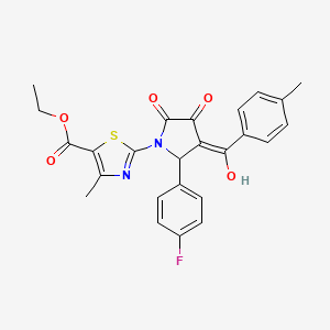 molecular formula C25H21FN2O5S B2845521 ethyl 2-[2-(4-fluorophenyl)-4-hydroxy-3-(4-methylbenzoyl)-5-oxo-2,5-dihydro-1H-pyrrol-1-yl]-4-methyl-1,3-thiazole-5-carboxylate CAS No. 371928-95-9