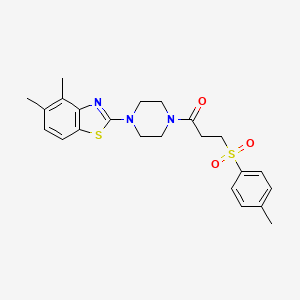 molecular formula C23H27N3O3S2 B2845554 1-[4-(4,5-dimethyl-1,3-benzothiazol-2-yl)piperazin-1-yl]-3-(4-methylbenzenesulfonyl)propan-1-one CAS No. 886916-71-8