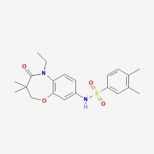 molecular formula C21H26N2O4S B2845596 N-(5-ethyl-3,3-dimethyl-4-oxo-2,3,4,5-tetrahydrobenzo[b][1,4]oxazepin-8-yl)-3,4-dimethylbenzenesulfonamide CAS No. 921995-76-8