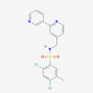 molecular formula C18H15Cl2N3O2S B2845602 N-([2,3'-bipyridin]-4-ylmethyl)-2,4-dichloro-5-methylbenzenesulfonamide CAS No. 2034543-13-8