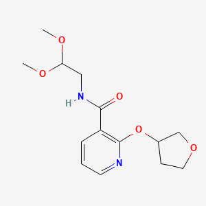 molecular formula C14H20N2O5 B2845606 N-(2,2-dimethoxyethyl)-2-((tetrahydrofuran-3-yl)oxy)nicotinamide CAS No. 2034359-37-8