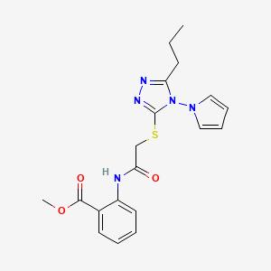 molecular formula C19H21N5O3S B2845607 methyl 2-(2-{[5-propyl-4-(1H-pyrrol-1-yl)-4H-1,2,4-triazol-3-yl]sulfanyl}acetamido)benzoate CAS No. 896295-23-1