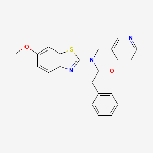 molecular formula C22H19N3O2S B2845624 N-(6-methoxy-1,3-benzothiazol-2-yl)-2-phenyl-N-[(pyridin-3-yl)methyl]acetamide CAS No. 895013-30-6
