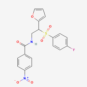 molecular formula C19H15FN2O6S B2845626 N-[2-(4-fluorobenzenesulfonyl)-2-(furan-2-yl)ethyl]-4-nitrobenzamide CAS No. 896372-21-7