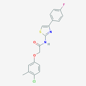 molecular formula C18H14ClFN2O2S B284563 2-(4-chloro-3-methylphenoxy)-N-[4-(4-fluorophenyl)-1,3-thiazol-2-yl]acetamide 