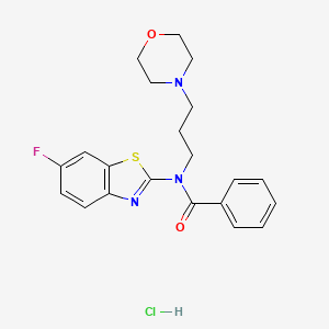 molecular formula C21H23ClFN3O2S B2845643 N-(6-fluorobenzo[d]thiazol-2-yl)-N-(3-morpholinopropyl)benzamide hydrochloride CAS No. 1217043-05-4